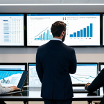 A diverse team of professional individuals, including men and women, in a modern, collaborative office environment. They are fully clothed in modest business attire, gathered around a large interactive digital screen displaying complex data visualizations and project timelines. Some team members are using laptops and tablets, actively contributing to the shared digital workspace. The atmosphere is highly focused and innovative, showcasing seamless digital cooperation. The image should feature perfect anatomy, correct proportions, natural poses, well-formed hands, proper finger count, and natural body proportions. It is a professional photograph, safe for work, appropriate content, fully clothed, and family-friendly.