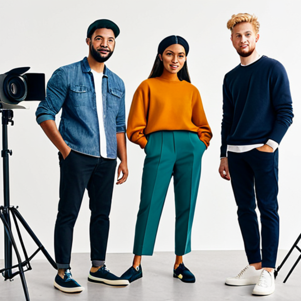 **

"A diverse group of content creators collaborating with a fashion brand, fully clothed in stylish, modest clothing.  They are working together in a bright, modern studio with cameras and equipment visible.  The atmosphere is collaborative and positive. Safe for work, appropriate content, professional collaboration, perfect anatomy, natural pose, family-friendly."

**