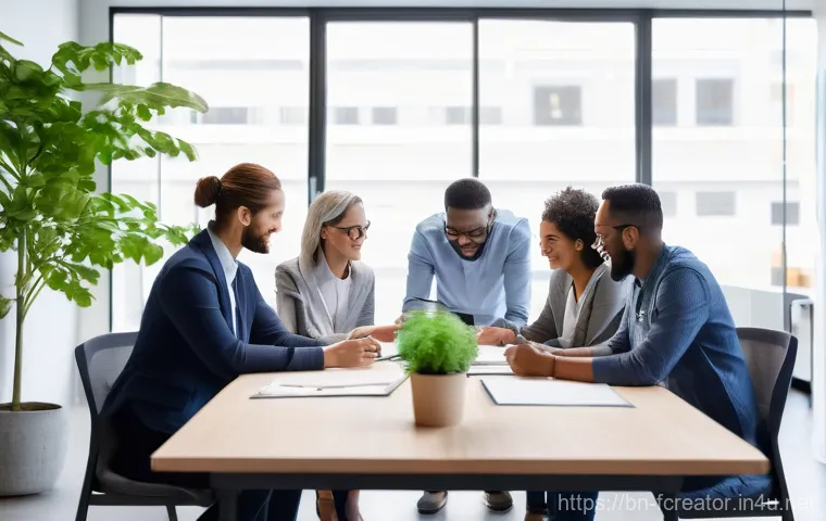 창의적인 리더십의 중요성 - **Prompt 1: Creative Brainstorming Session**
    "A diverse team of professionals, impeccably dresse...