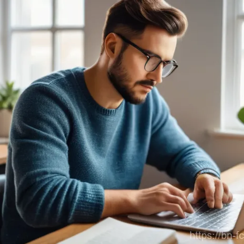 디지털 콘텐츠의 품질과 전략 - "Focused Blogger Creating Content"**
    A young adult (male or female) with a thoughtful expression...