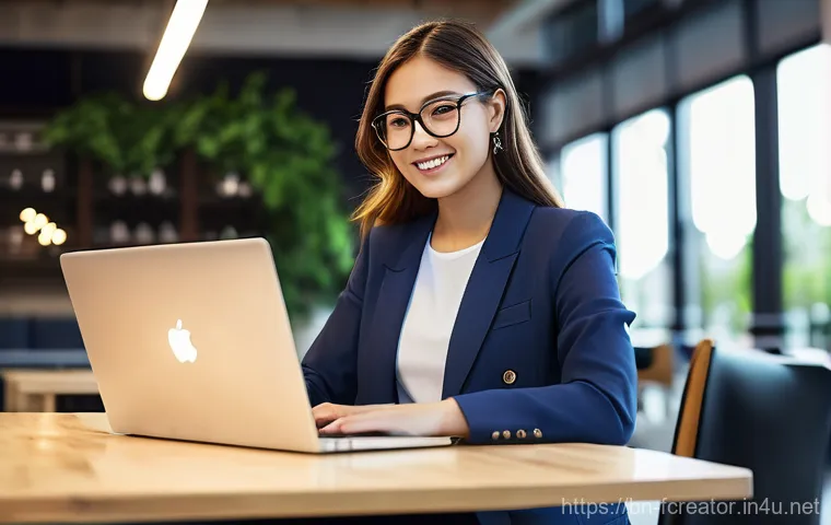 창의적인 기술을 활용한 창업 - **Prompt:** A vibrant, dynamic image of a young female entrepreneur (early 20s, wearing a smart casu...