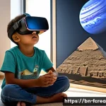 디지털 미디어의 교육적 활용 - **Prompt 1: Immersive Learning Adventure**
    Generate an image of a curious child, about 8-10 year...