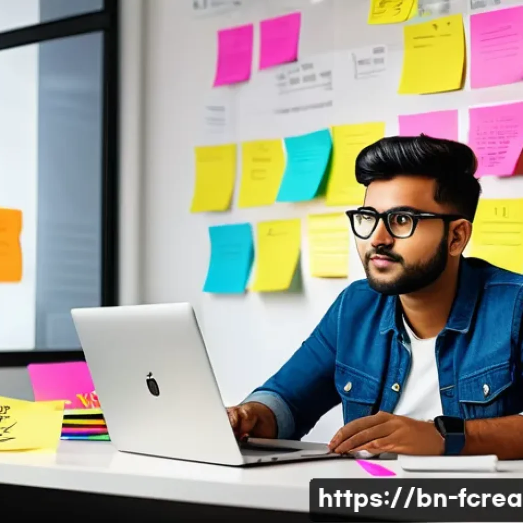 디지털 마케팅에서의 창의성 - A vibrant digital marketing workspace featuring a Bengali content creator brainstorming unique video...