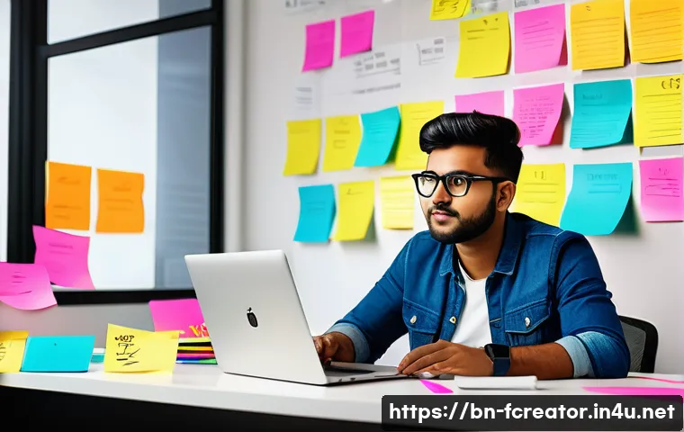 디지털 마케팅에서의 창의성 - A vibrant digital marketing workspace featuring a Bengali content creator brainstorming unique video...