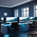게임 개발과 창의적 디자인 - A vibrant, futuristic game development studio scene showcasing a diverse team of Bengali designers a...