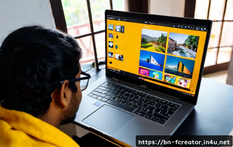 디지털 콘텐츠 창작 - Photorealistic young Bengali digital content creator editing a video on a laptop at a tidy home stud...